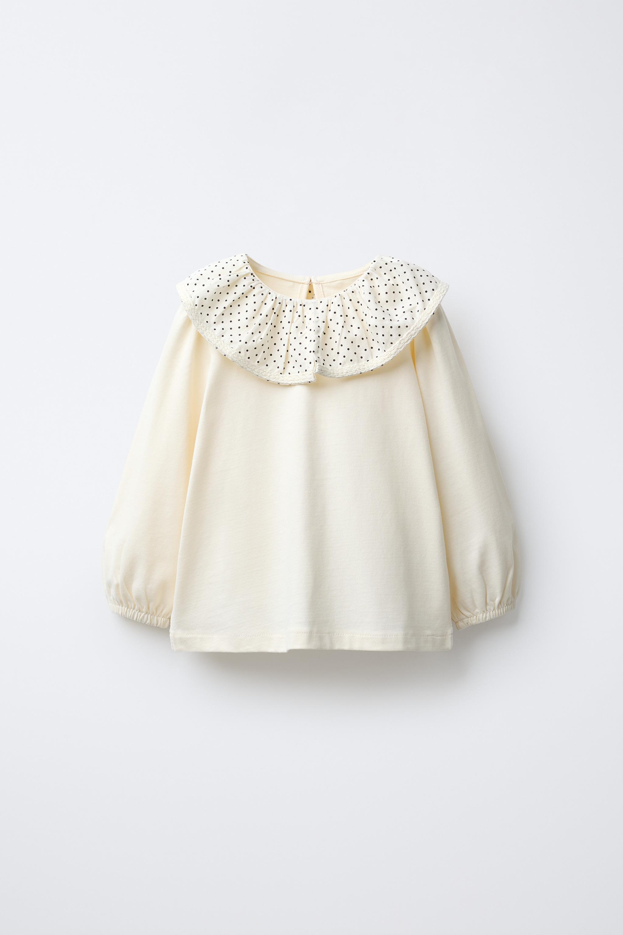 EMBROIDERED PETER PAN COLLAR T-SHIRT